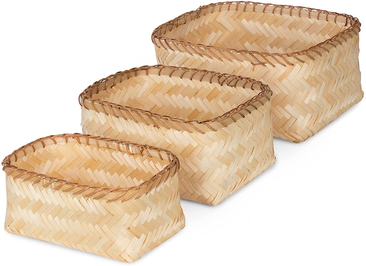 Set of 3 Stackable Bamboo Baskets BK323152